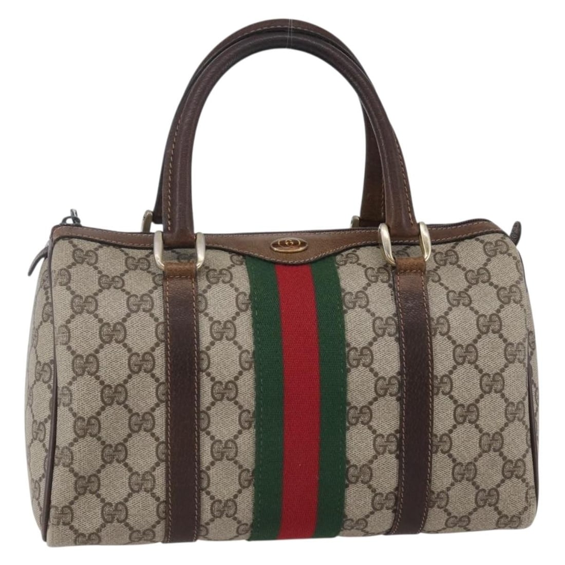 GUCCI GG Supreme Web Sherry Hand Bag Beige Gold Red 40 3841 Authentic (1 of 18)