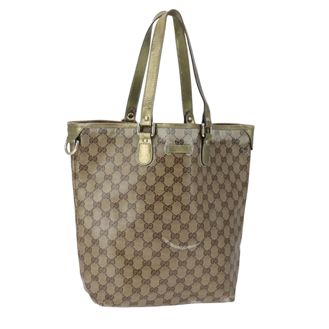 GUCCI GG Crystal Tote Bag Coated Canvas Beige Gold Authentic Italy (1 of 18)
