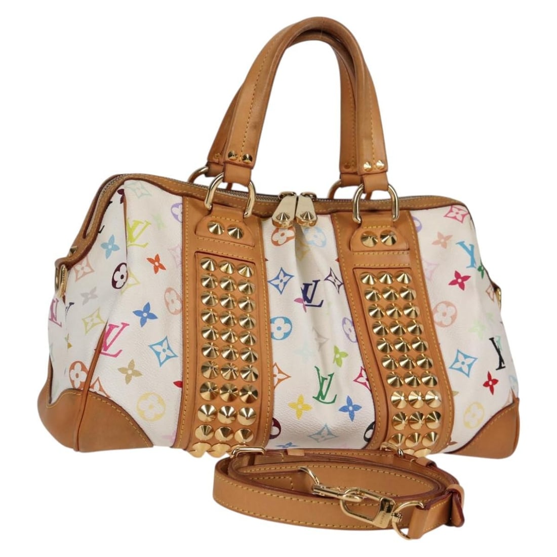 Louis Vuitton Monogram Multicolor Courtney MM Hand Bag White M45641 Authentic: Louis Vuitton Monogram Multicolor Courtney MM Hand Bag White M45641 Authentic Introducing the LOUIS VUITTON Monogram Multicolor Courtney MM Bag, a stylish and versatile handbag designed for the modern