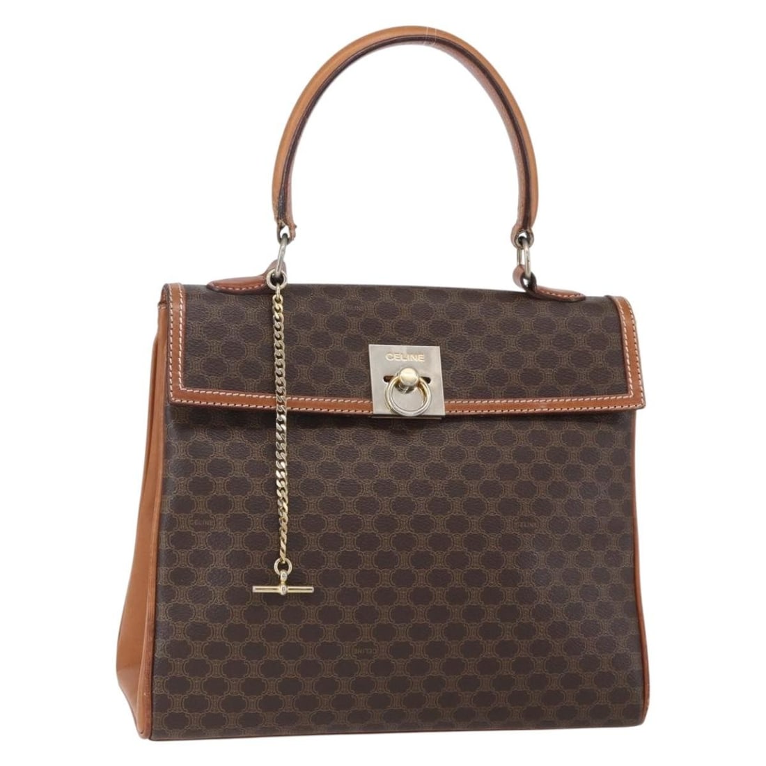 CELINE Macadam Canvas Hand Bag PVC Leather Brown Gold Made in Italy (1 of 18)