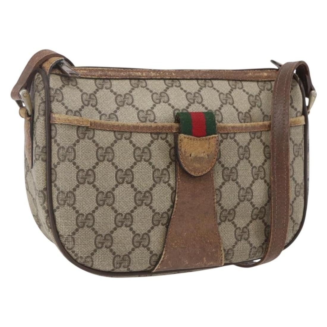 Beige PVC Shoulder Bag by Gucci 89 02 032 GG Supreme Web Sherry Line: Beige PVC Shoulder Bag by Gucci 89 02 032 GG Supreme Web Sherry Line This is a Gucci GG Supreme Web Sherry Line shoulder bag crafted from beige and gold PVC leather with GG canvas accents. The bag fea