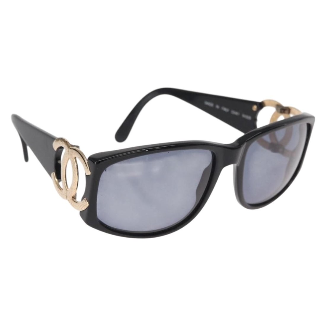 CHANEL Black Plastic Sunglasses with Case Auth BA9021: CHANEL Black Plastic Sunglasses with Case Auth BA9021 Elevate your style with these authentic CHANEL sunglasses, crafted in Italy. These chic sunglasses feature a sleek black plastic frame, combining