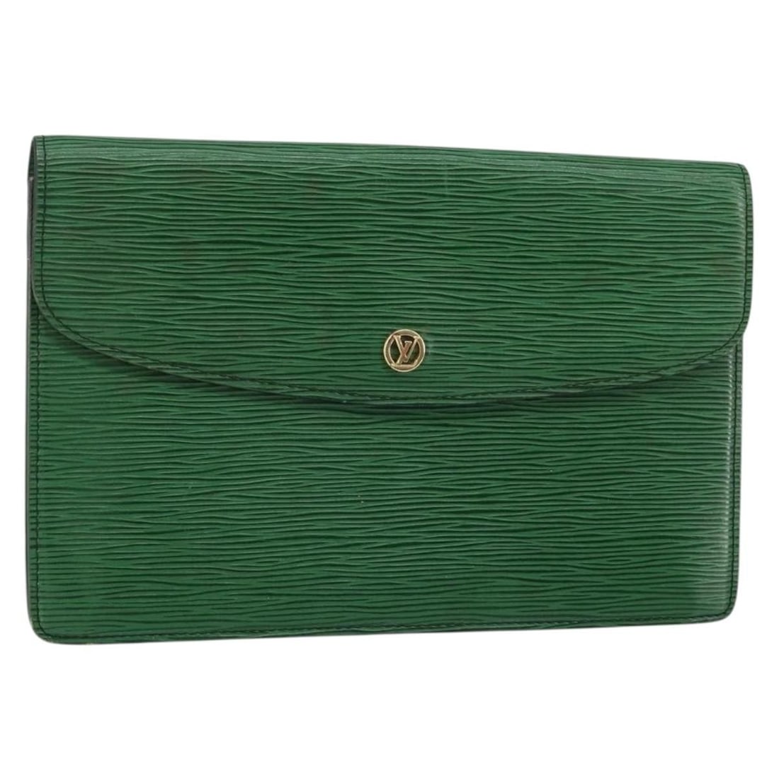 LOUIS VUITTON Epi Montaigne 27 Green Clutch Bag M52654 Auth (1 of 18)