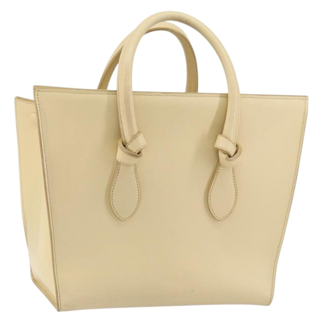 CELINE Tie Tote Bag Leather Beige Gold Italy S-CE-1103 (1 of 18)