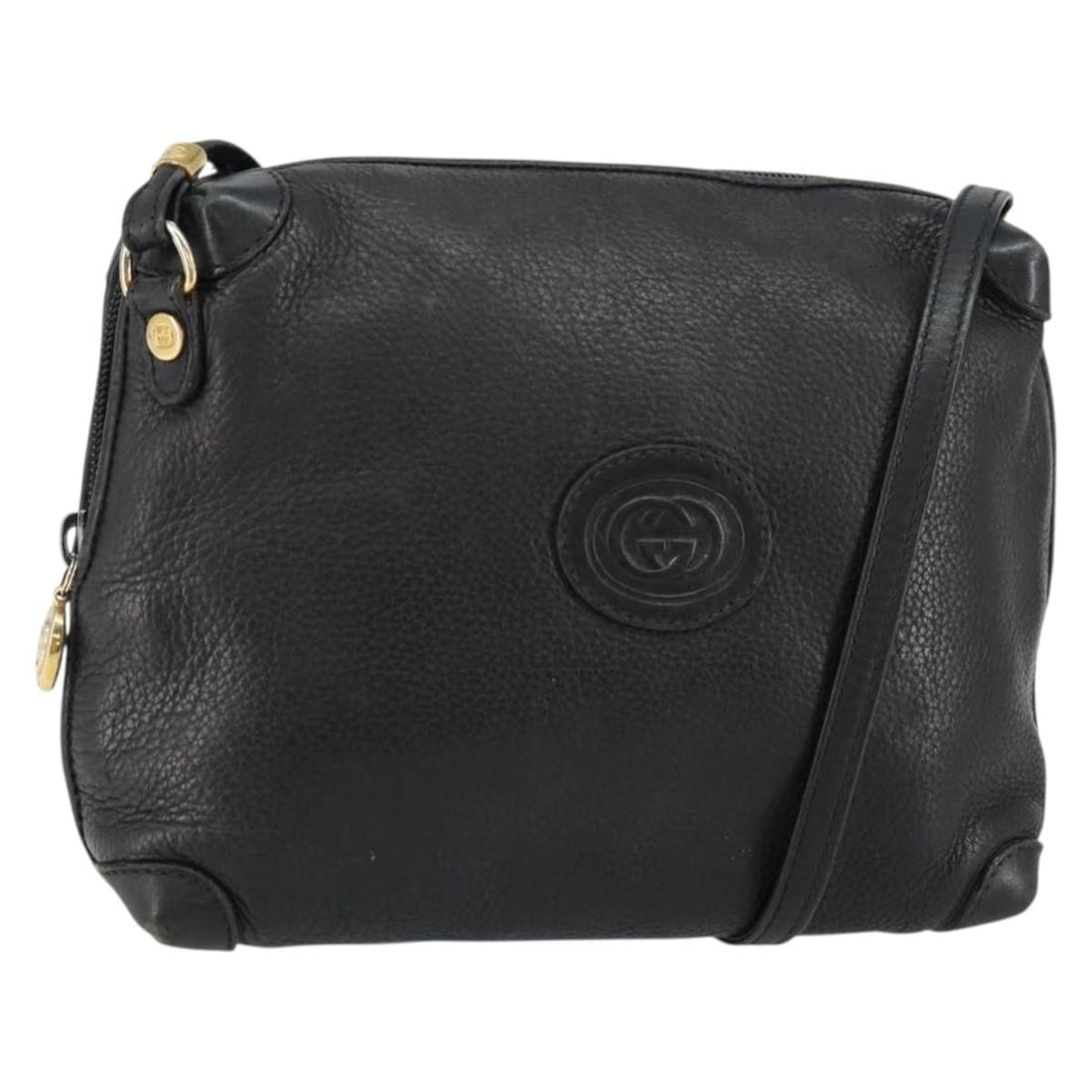 GUCCI 007 58 0093 Interlocking Leather Shoulder Bag Black Gold Auth: GUCCI 007 58 0093 Interlocking Leather Shoulder Bag Black Gold Auth This authentic GUCCI Interlocking Shoulder Bag is a stylish and functional accessory crafted in Italy. Made from high-quality leathe