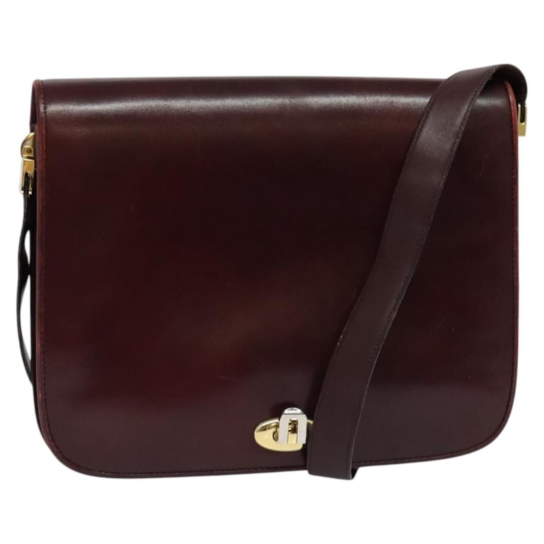 BALLY Bordeaux Gold Leather Shoulder Bag Italy BA2313 (1 of 18)