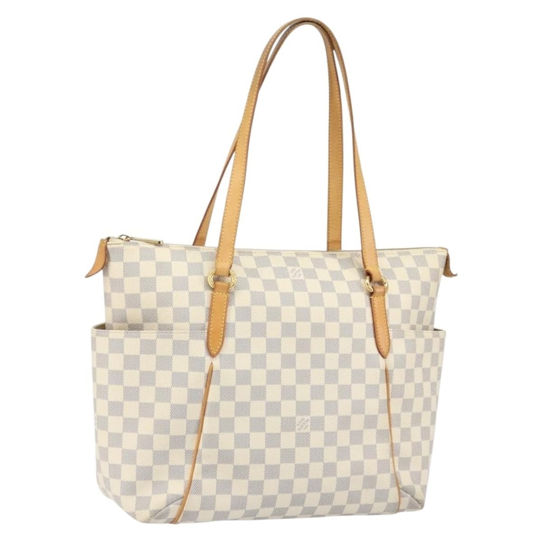 Damier Azur Canvas Totally MM Tote by Louis Vuitton N51262: Damier Azur Canvas Totally MM Tote by Louis Vuitton N51262 This is a Louis Vuitton Damier Azur Totally MM tote bag crafted from Damier Azur canvas. The bag features a spacious interior, dual shoulder