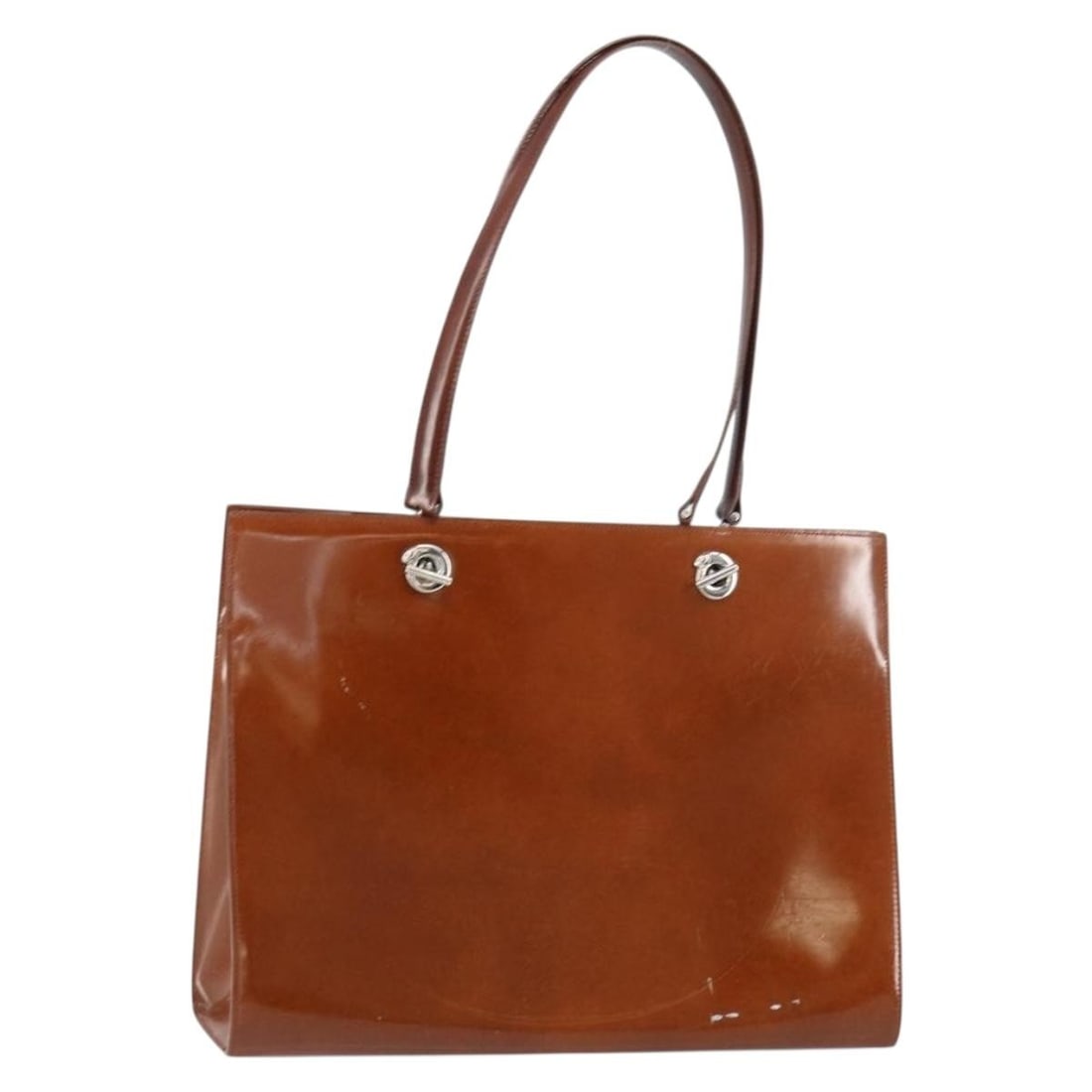 Cartier Panthere Brown Patent Leather Tote Shoulder Bag Silver Accents (1 of 18)