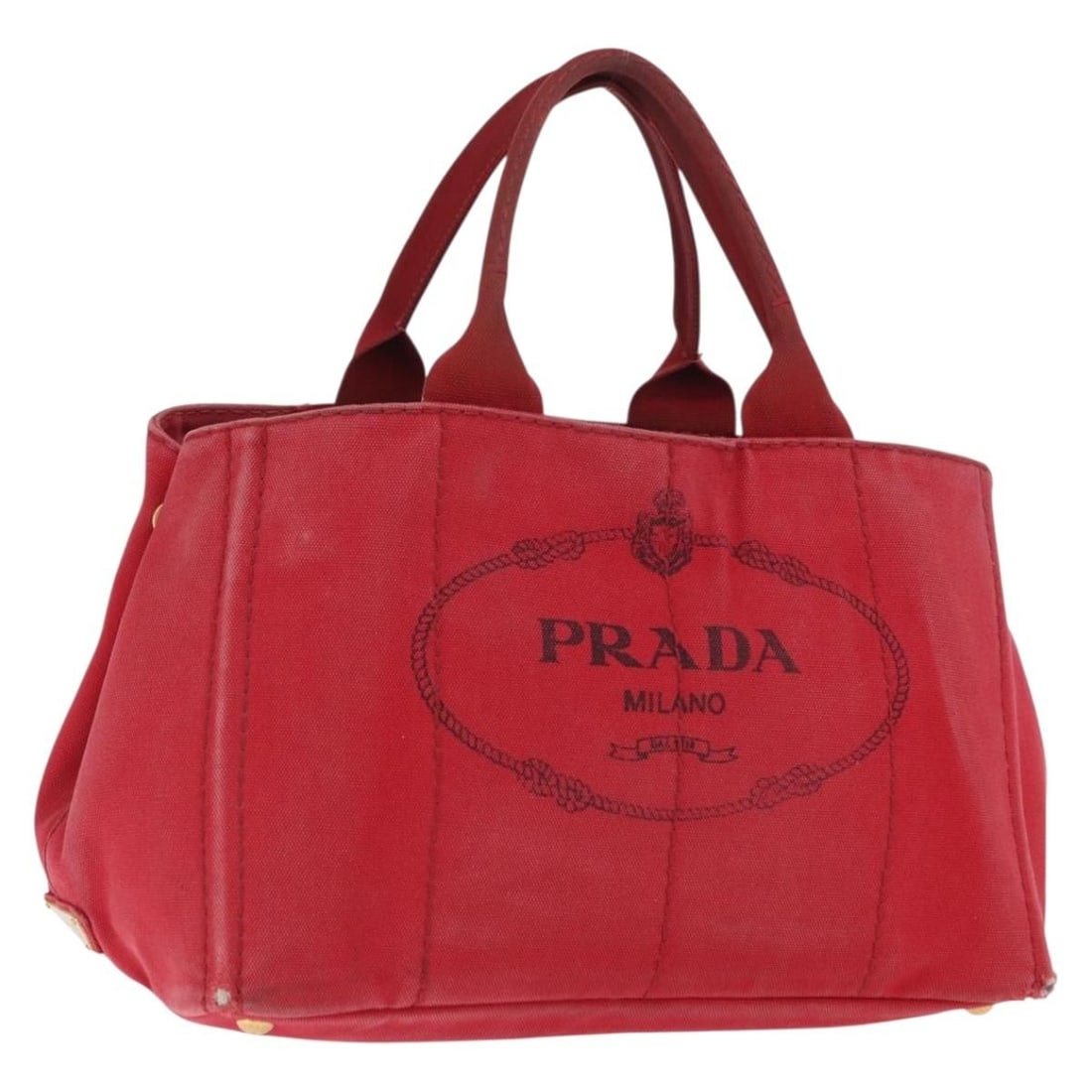 Prada Kanapa M Canvas Handbag in Red and Gold Made in Italy: Prada Kanapa M Canvas Handbag in Red and Gold Made in Italy This PRADA Kanapa M hand bag is crafted from red and gold canvas, offering a stylish and functional accessory. Made in Italy, the bag featur