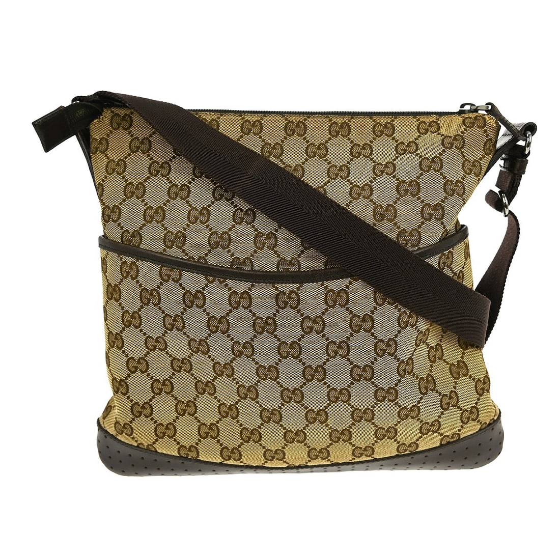 Vintage Gucci GG Pattern Beige Canvas Leather Shoulder Bag 145857 001018: Vintage Gucci GG Pattern Beige Canvas Leather Shoulder Bag 145857 001018 This vintage Gucci GG shoulder bag features a classic beige canvas leather exterior with an iconic Gucci GG pattern. It is desi