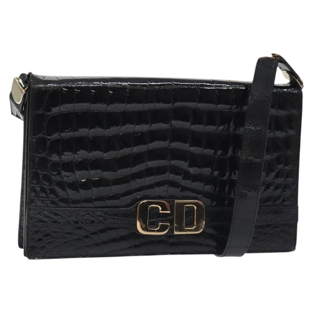 Christian Dior Black Gold Enamel Shoulder Bag Authenticated: Christian Dior Black Gold Enamel Shoulder Bag Authenticated This exquisite Christian Dior shoulder bag combines elegance and functionality with its luxurious black and gold enamel exterior. Designed f