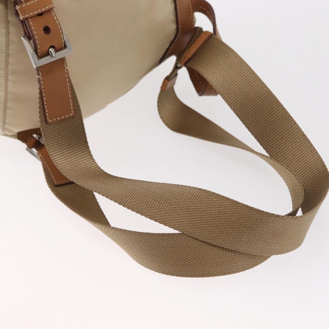 PRADA Beige Silver Nylon Backpack Auth Italy 155293 - 10