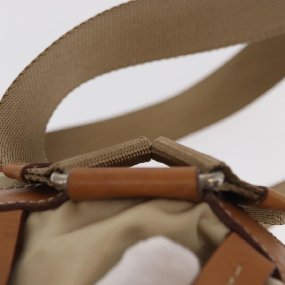 PRADA Beige Silver Nylon Backpack Auth Italy 155293 - 14