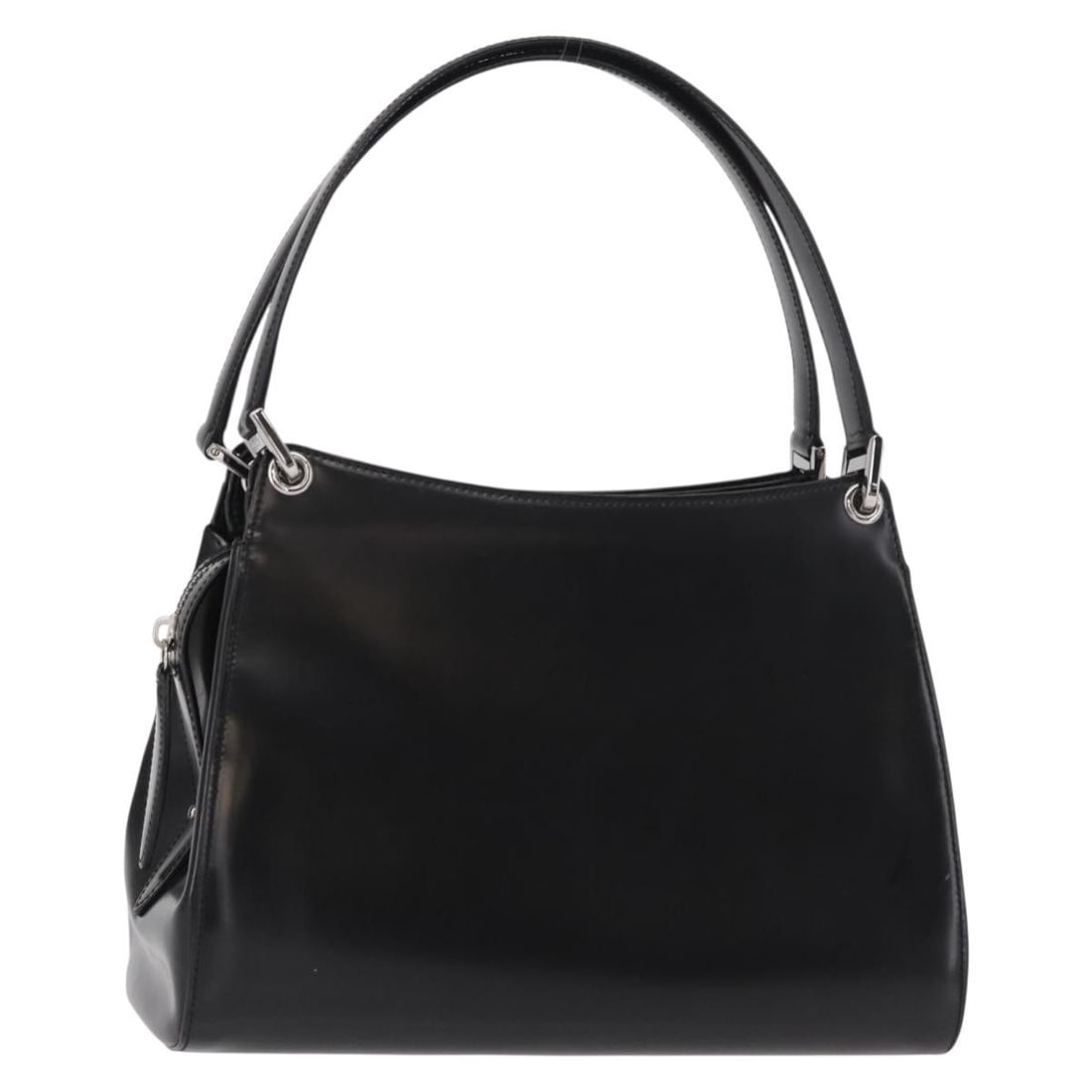 BALLY Black Leather Handbag with Silver Accents Made in Italy: BALLY Black Leather Handbag with Silver Accents Made in Italy This is a BALLY hand bag crafted from leather in black and silver tones. Made in Italy, it features a structured silhouette with a handle