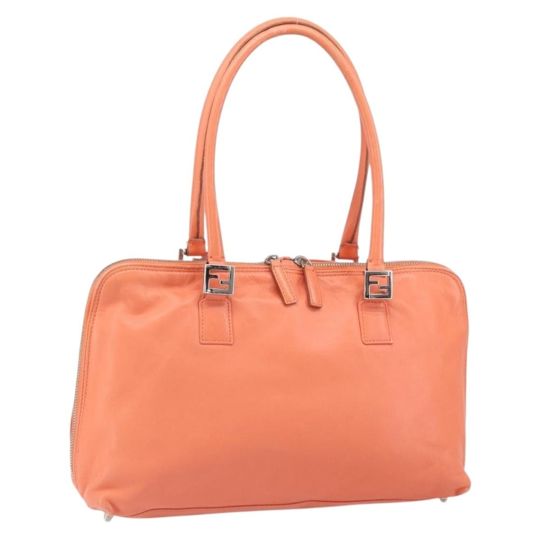 Pink Silver Leather Handbag by FENDI Made in Italy: Pink Silver Leather Handbag by FENDI Made in Italy This Fendi handbag features a pink and silver leather exterior with a structured design. Made in Italy, it measures approximately 13.0 inches (33 cm)