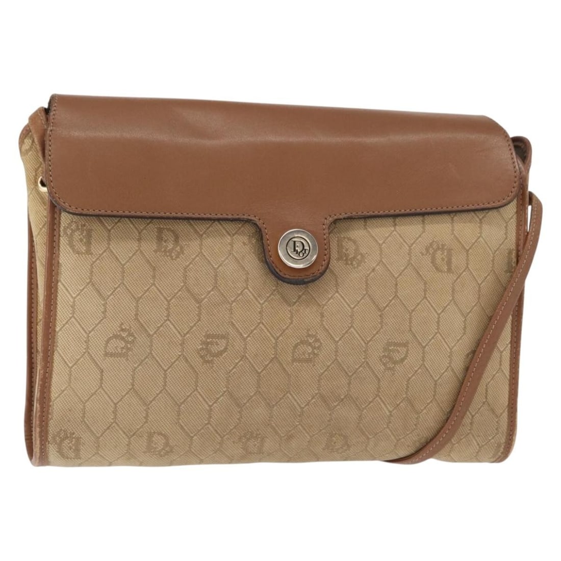 Christian Dior Honeycomb PVC Shoulder Bag Beige Gold Authentic: Christian Dior Honeycomb PVC Shoulder Bag Beige Gold Authentic This Christian Dior shoulder bag combines elegance with practicality, featuring a stylish honeycomb canvas design in a chic beige and gol