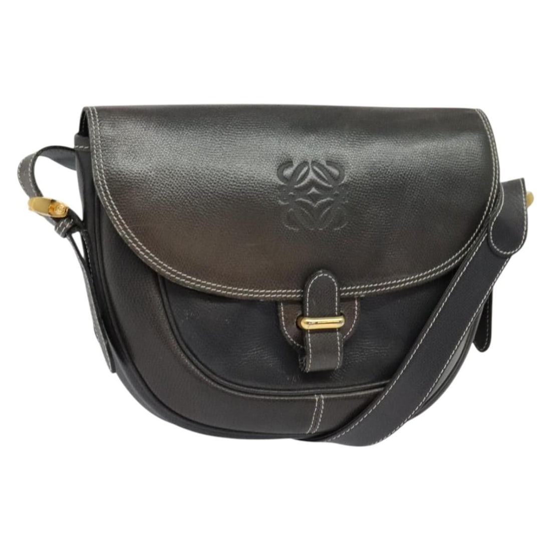 Loewe Anagram Green Leather Shoulder Bag Spain Gold Accents (1 of 18)