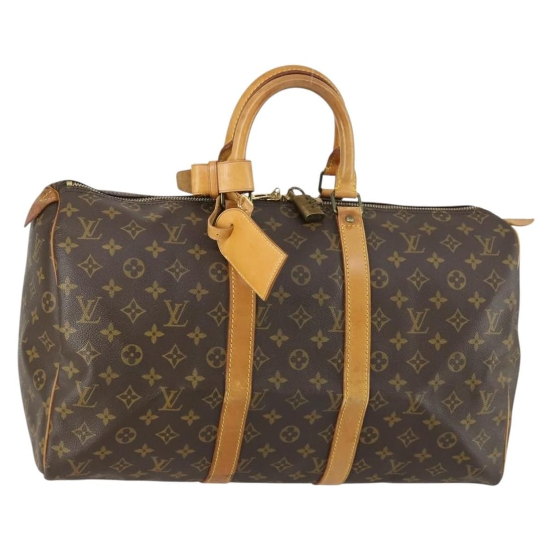 Monogram Canvas Keepall 45 Boston Bag by Louis Vuitton M41428: Monogram Canvas Keepall 45 Boston Bag by Louis Vuitton M41428 This Louis Vuitton Keepall 45 Boston Bag features the iconic Monogram Canvas exterior with a classic monogram color scheme. The bag is cra
