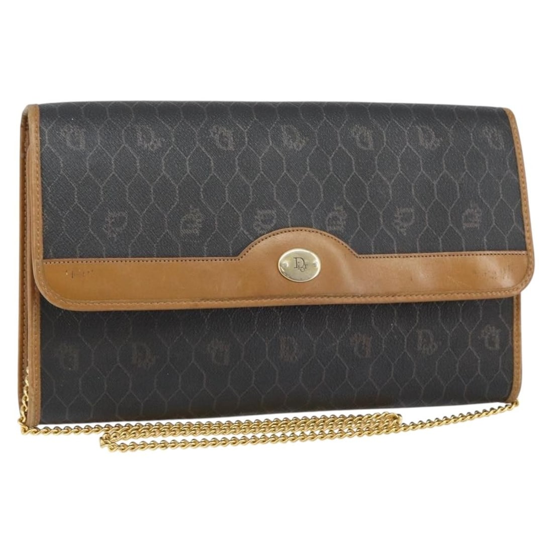 Christian Dior Honeycomb Canvas Shoulder Bag Black Gold PVC Auth: Christian Dior Honeycomb Canvas Shoulder Bag Black Gold PVC Auth This Christian Dior Honeycomb Canvas Chain Shoulder Bag is a stylish accessory crafted from durable PVC leather with a chic black and g