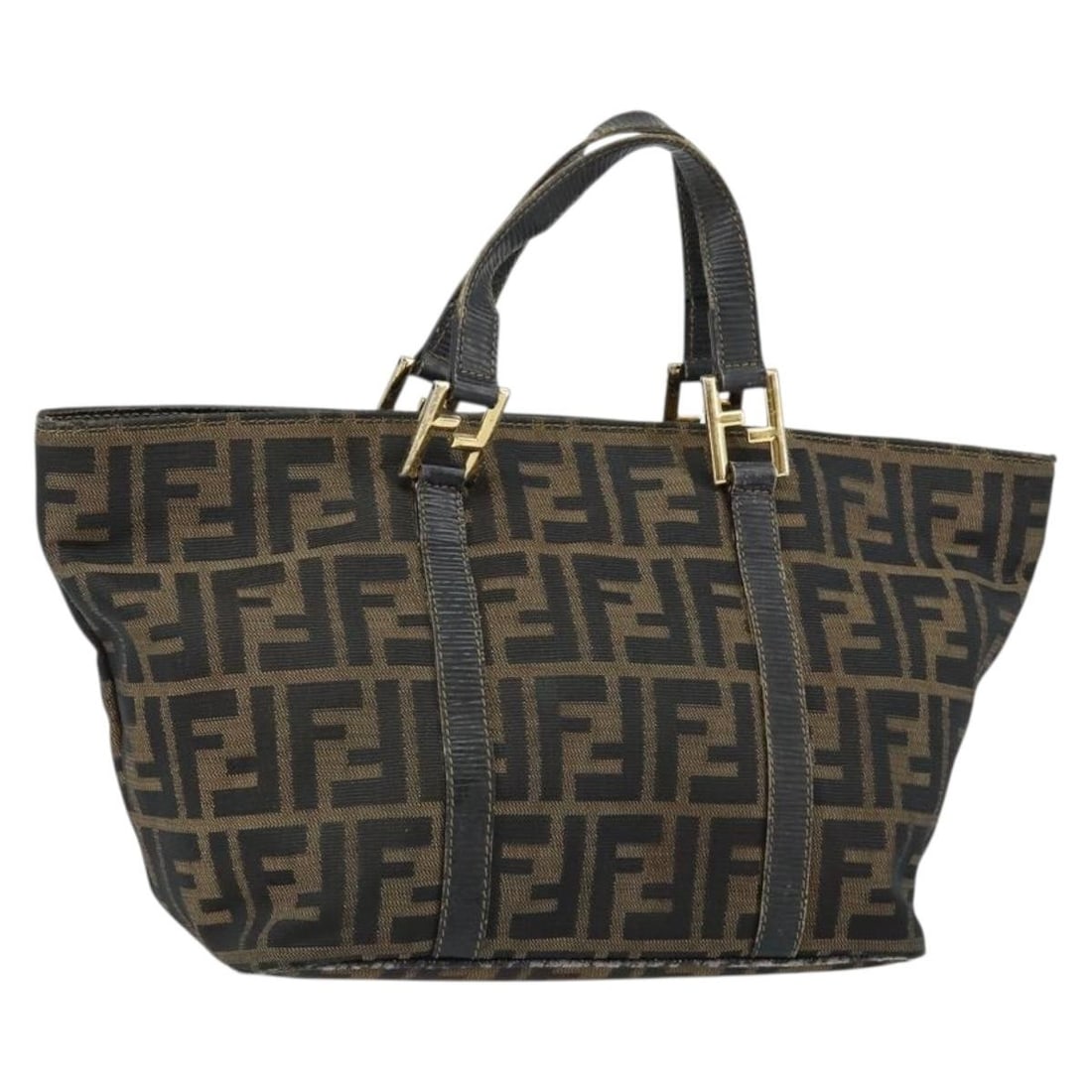 FENDI Zucca Canvas Hand Bag Brown Black Gold Authentic Italy: FENDI Zucca Canvas Hand Bag Brown Black Gold Authentic Italy This authentic FENDI Zucca Canvas Hand Bag combines a stylish brown, black, and gold color palette with the brand's iconic design. Crafted