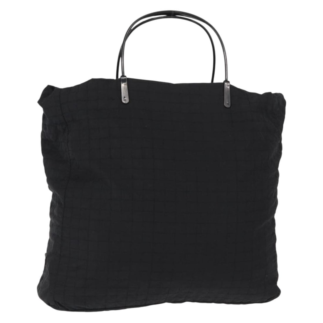 PRADA Black Silver Nylon Hand Bag Auth Italy: PRADA Black Silver Nylon Hand Bag Auth Italy This elegant PRADA Hand Bag features a sleek design crafted from durable nylon in a timeless black and silver color scheme. The bag measures approximately