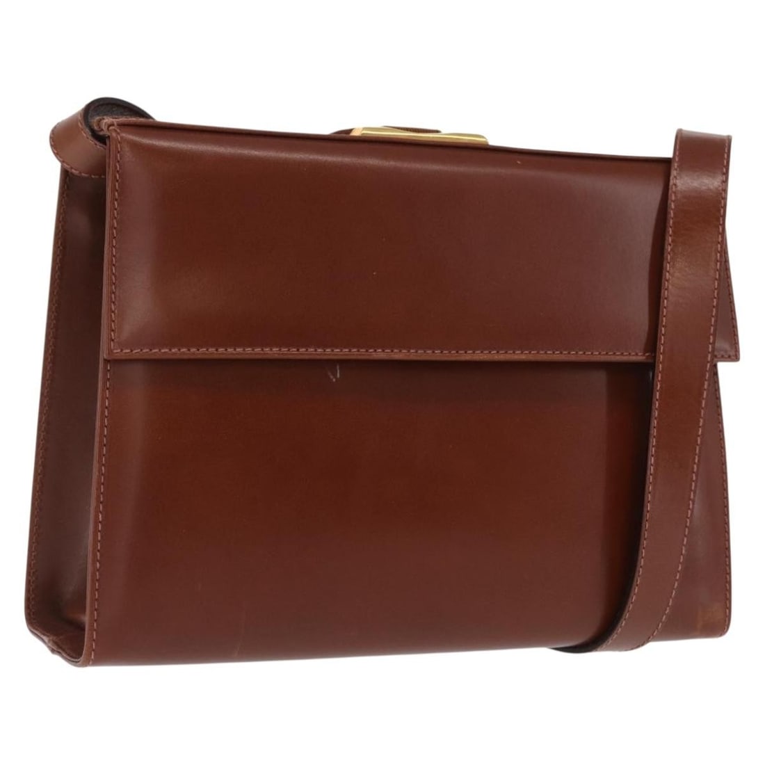 Brown Leather Salvatore Ferragamo Shoulder Bag with Gold Tone 170263: Brown Leather Salvatore Ferragamo Shoulder Bag with Gold Tone 170263 This Salvatore Ferragamo shoulder bag is crafted from brown leather with gold-tone hardware. It features a shoulder strap with a dr