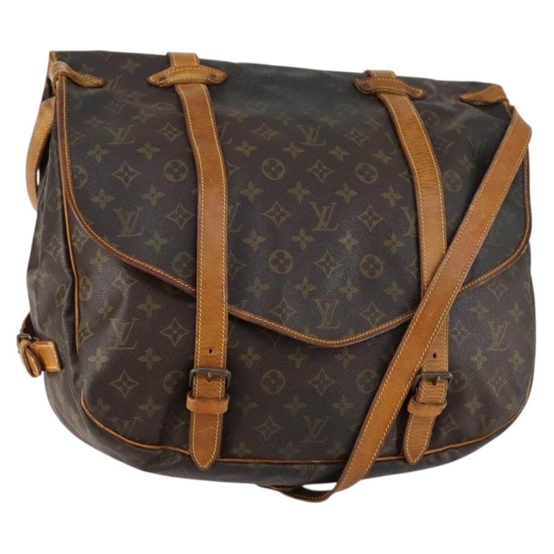 LOUIS VUITTON Monogram Saumur 43 Shoulder Bag M42252 Auth France: LOUIS VUITTON Monogram Saumur 43 Shoulder Bag M42252 Auth France Introducing the LOUIS VUITTON Monogram Saumur 43 Shoulder Bag, a timeless accessory crafted in France from durable Monogram Canvas. Thi