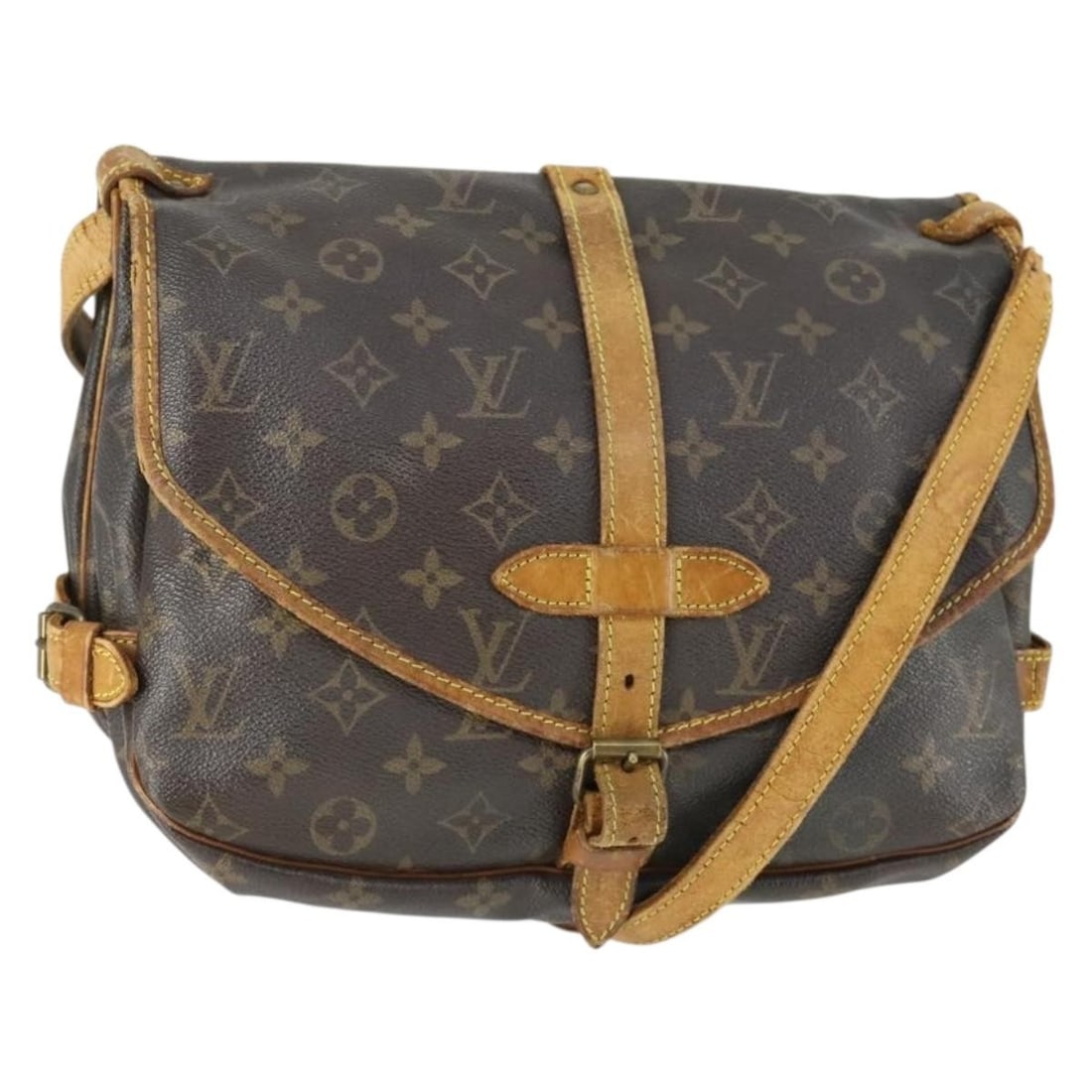 Louis Vuitton Saumur 30 Monogram Canvas Shoulder Bag M42256 France: Louis Vuitton Saumur 30 Monogram Canvas Shoulder Bag M42256 France This is a Louis Vuitton Monogram Saumur 30 shoulder bag, crafted from the signature monogram canvas and made in France. The bag featu