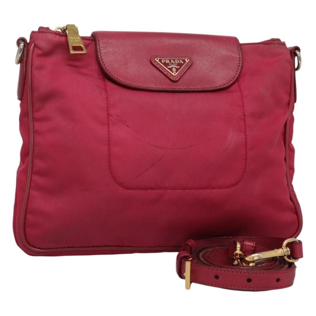 PRADA Pink Gold Nylon Shoulder Bag Authentic Vintage Style: PRADA Pink Gold Nylon Shoulder Bag Authentic Vintage Style This PRADA shoulder bag combines style and functionality with its chic pink and gold nylon exterior. Ideal for everyday use, it features a sp