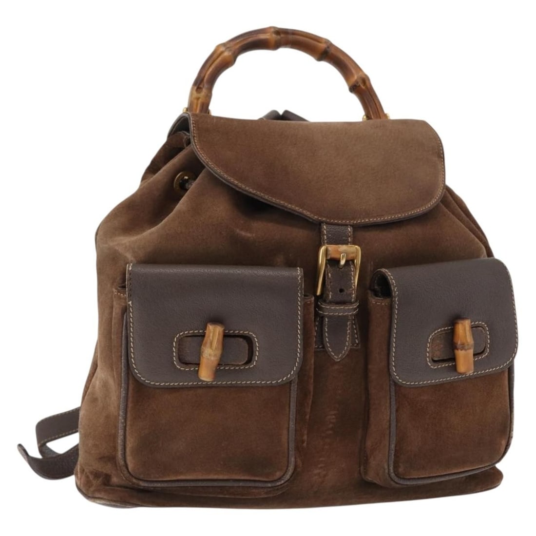 GUCCI 003 58 0016 Bamboo Suede Backpack Brown Gold Authentic Italy: GUCCI 003 58 0016 Bamboo Suede Backpack Brown Gold Authentic Italy This authentic GUCCI Bamboo Backpack is crafted from luxurious suede in a sophisticated brown and gold color combination. Made in Ita
