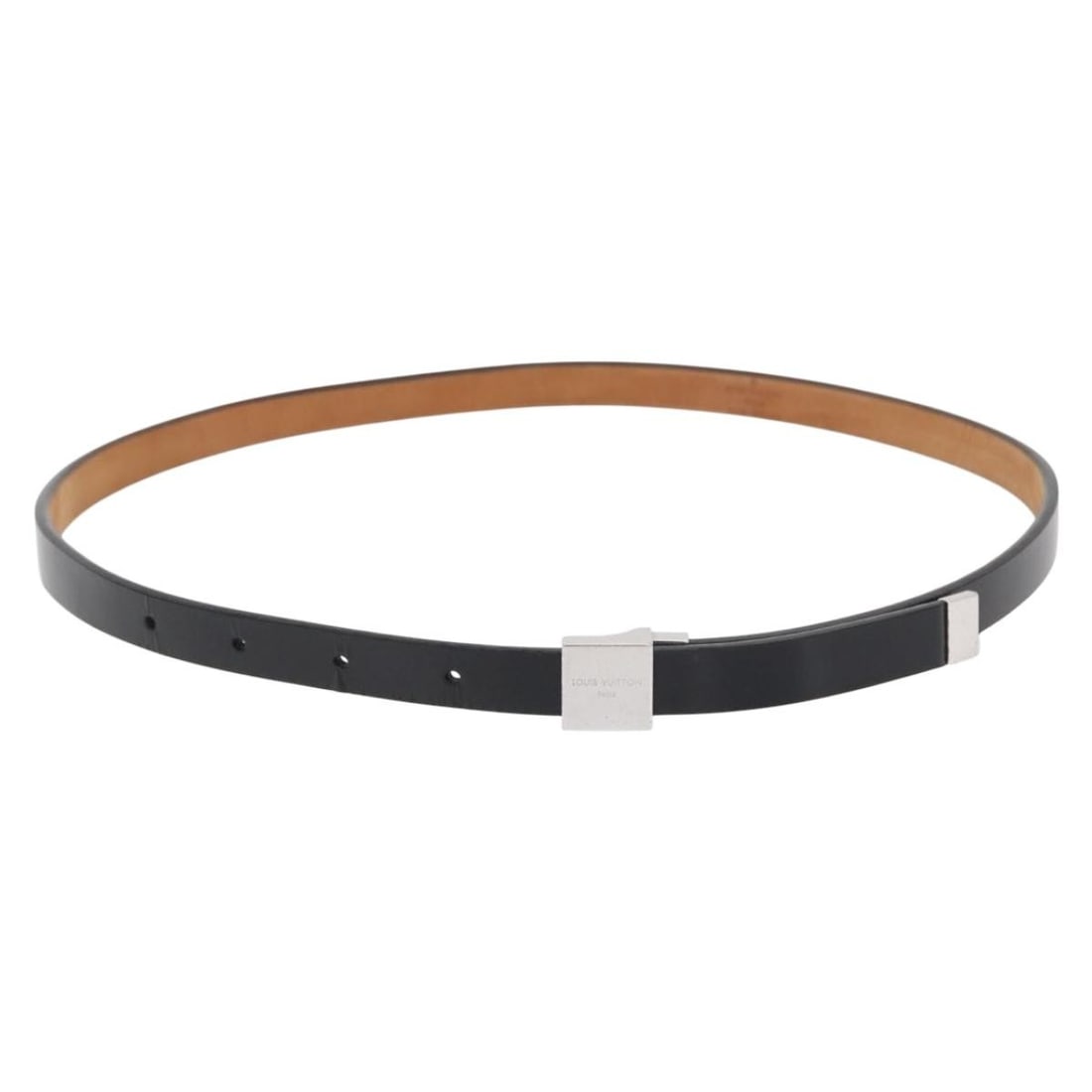 LOUIS VUITTON Carre Belt Leather Black Silver 34.6in Auth: LOUIS VUITTON Carre Belt Leather Black Silver 34.6in Auth This stylish LOUIS VUITTON Ceinture Carre belt showcases a classic design in luxurious black leather, accented with silver hardware for a soph