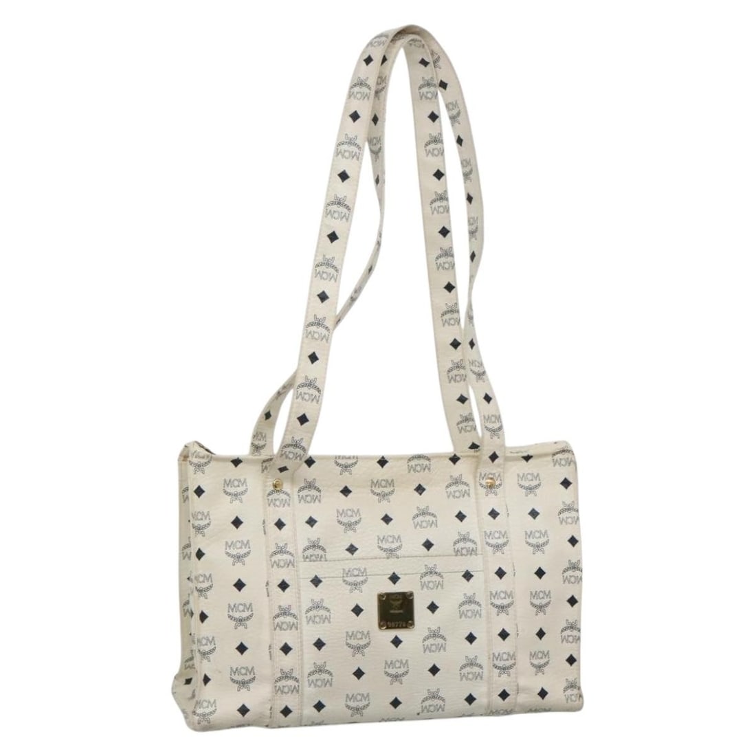 MCM Logogram Vicetos White PVC Leather Tote Bag Auth TH6172 (1 of 18)