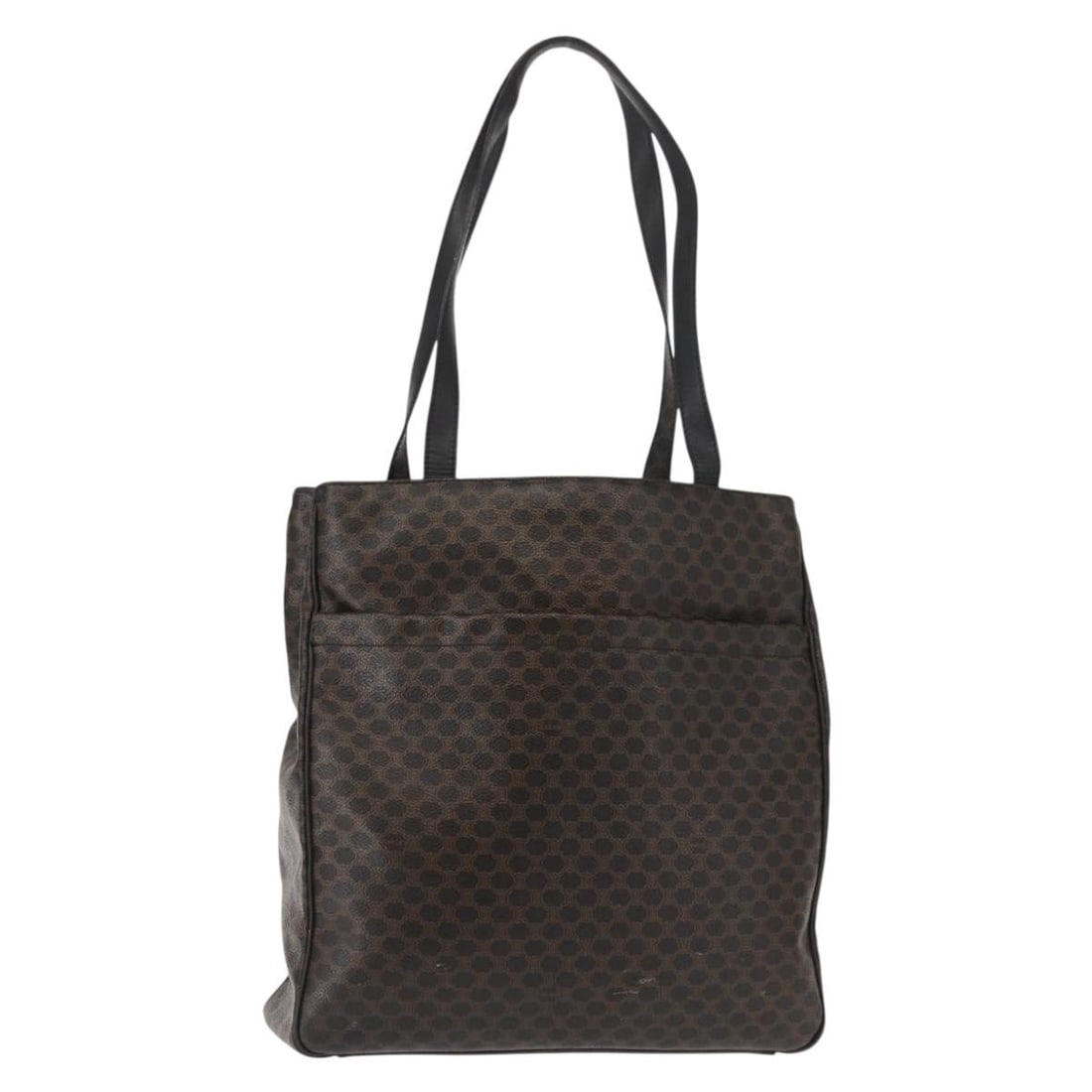 CELINE Black Gold Macadam Canvas Tote Bag PVC Leather Authenticated: CELINE Black Gold Macadam Canvas Tote Bag PVC Leather Authenticated This authentic CELINE Macadam Canvas Tote Bag combines style and functionality. Crafted in Italy, it features a striking black and g