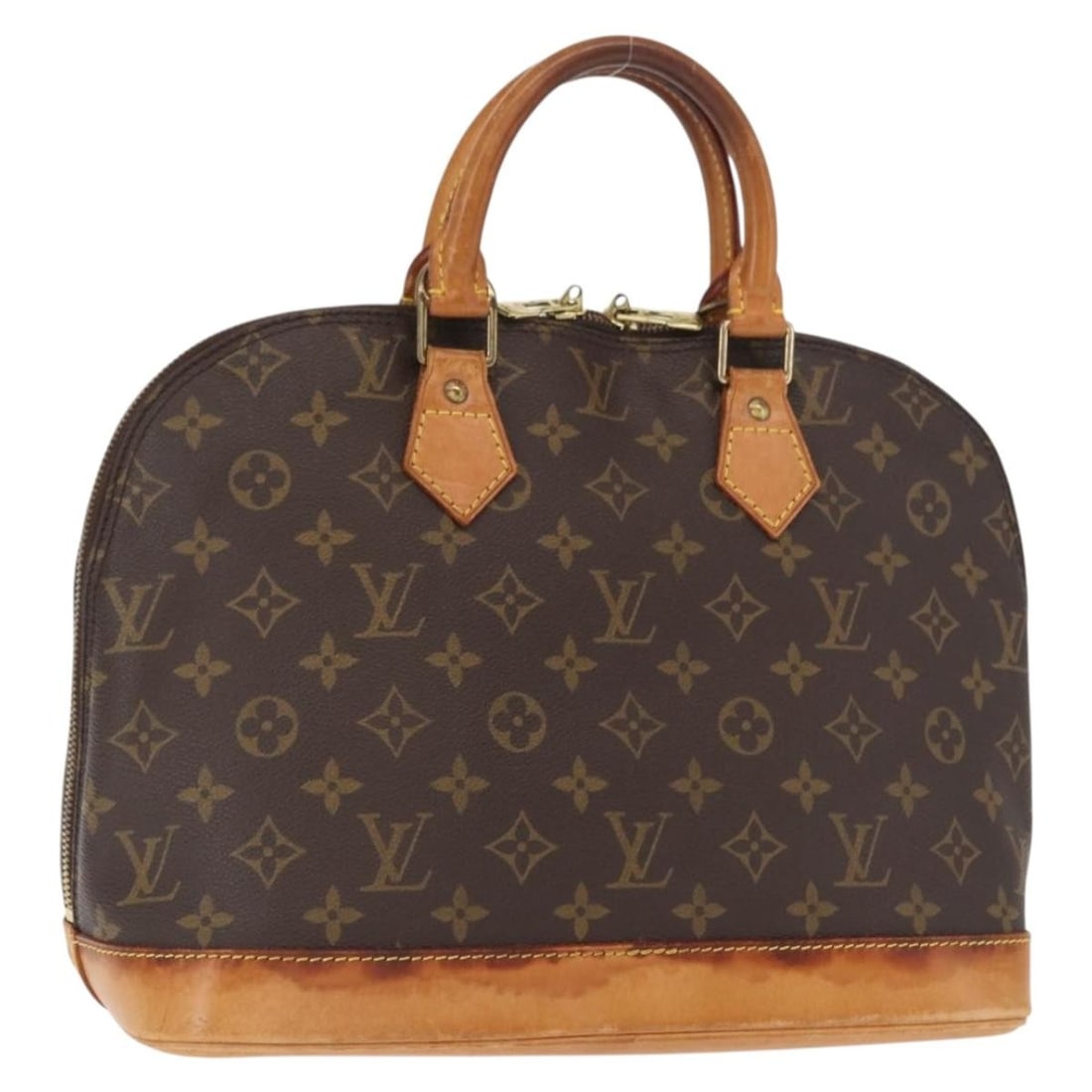 Monogram Canvas Alma Handbag by Louis Vuitton Model M51130: Monogram Canvas Alma Handbag by Louis Vuitton Model M51130 This Louis Vuitton Monogram Alma handbag features the signature monogram canvas exterior with leather trim. The bag includes dual rolled leat