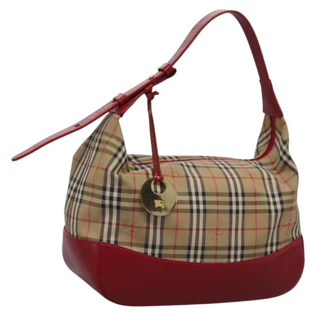 Burberrys Nova Check Shoulder Bag Canvas Beige Red Gold Auth: Burberrys Nova Check Shoulder Bag Canvas Beige Red Gold Auth This Burberrys Nova Check Shoulder Bag is a stylish accessory crafted from durable canvas in a chic combination of beige, red, and gold. De