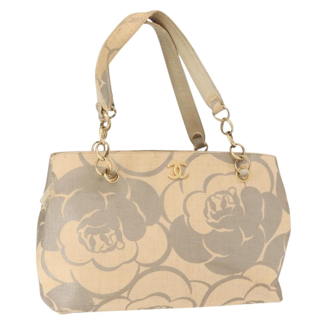 CHANEL Camelia Tote Bag Beige Gold Leather Auth 157274: CHANEL Camelia Tote Bag Beige Gold Leather Auth 157274 Elevate your style with this authentic CHANEL Camelia Tote Bag, crafted in Italy from luxurious beige leather with gold accents. This chic tote b