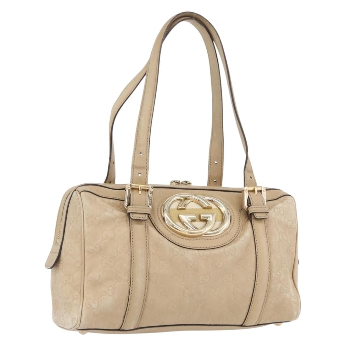 Gucci Sherry Line Guccissima Canvas Beige Gold 170009 Handbag Italy: Gucci Sherry Line Guccissima Canvas Beige Gold 170009 Handbag Italy This Gucci GG Canvas Sherry Line Guccissima Interlocking G handbag features a beige and gold leather and canvas exterior. The bag in
