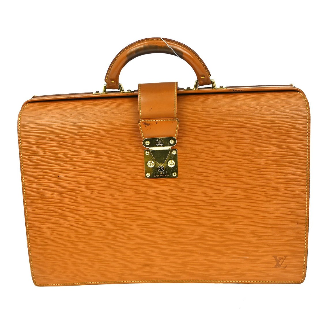 Louis Vuitton Epi Brown Serviette Fermoir Briefcase M54358: Louis Vuitton Epi Brown Serviette Fermoir Briefcase M54358 This vintage Louis Vuitton Epi Brown Serviette Fermoir briefcase combines elegance and functionality, making it the perfect companion for cas