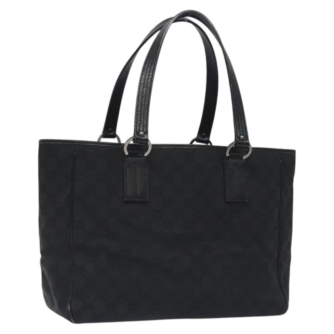 GUCCI GG Canvas Tote Bag Black Silver 113017 Made in Italy: GUCCI GG Canvas Tote Bag Black Silver 113017 Made in Italy This GUCCI GG Canvas Tote Bag features a stylish black and silver design, making it a perfect accessory for any outfit. Crafted from durable