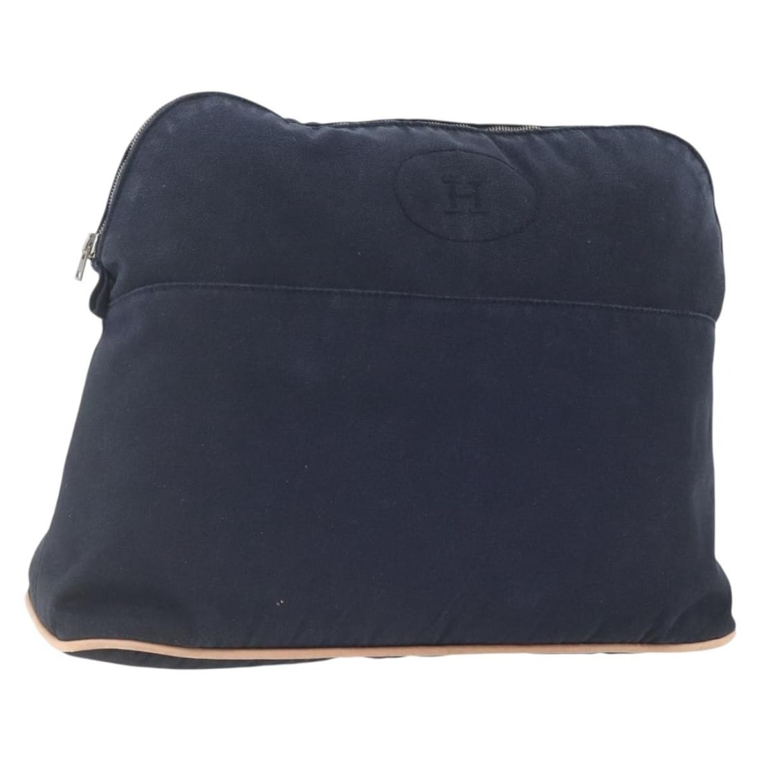 Canvas Hermes Bolide GM Navy Silver Pouch Made in France: Canvas Hermes Bolide GM Navy Silver Pouch Made in France Hermes Bolide Pouch GM crafted from navy canvas with silver accents. This pouch features a spacious interior and a classic rectangular shape. N