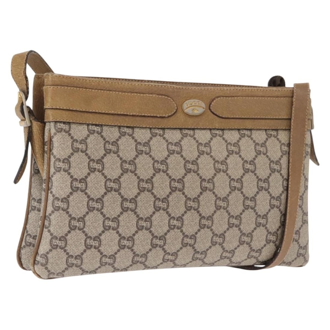Gucci GG Supreme Beige Gold PVC Leather Shoulder Bag Italy: Gucci GG Supreme Beige Gold PVC Leather Shoulder Bag Italy This is a Gucci GG Plus Supreme shoulder bag crafted from beige and gold PVC leather with GG canvas detailing. Made in Italy, it features a c