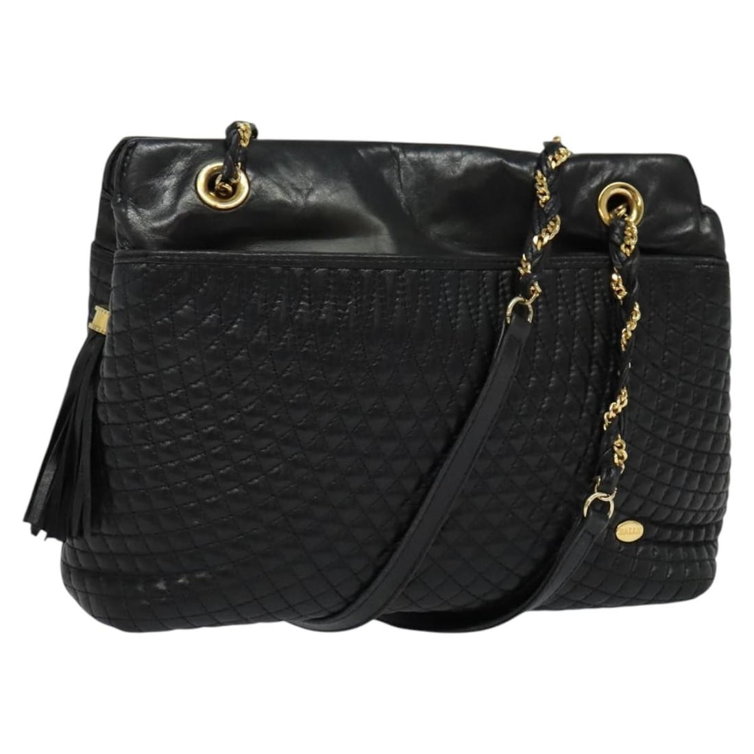 BALLY Black Gold Leather Shoulder Bag Made in Italy BA2507 (1 of 18)