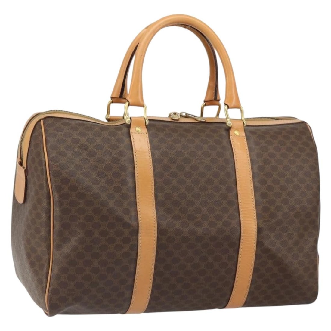 Celine Macadam Boston Bag Brown PVC Leather Gold Tone Accents France (1 of 18)