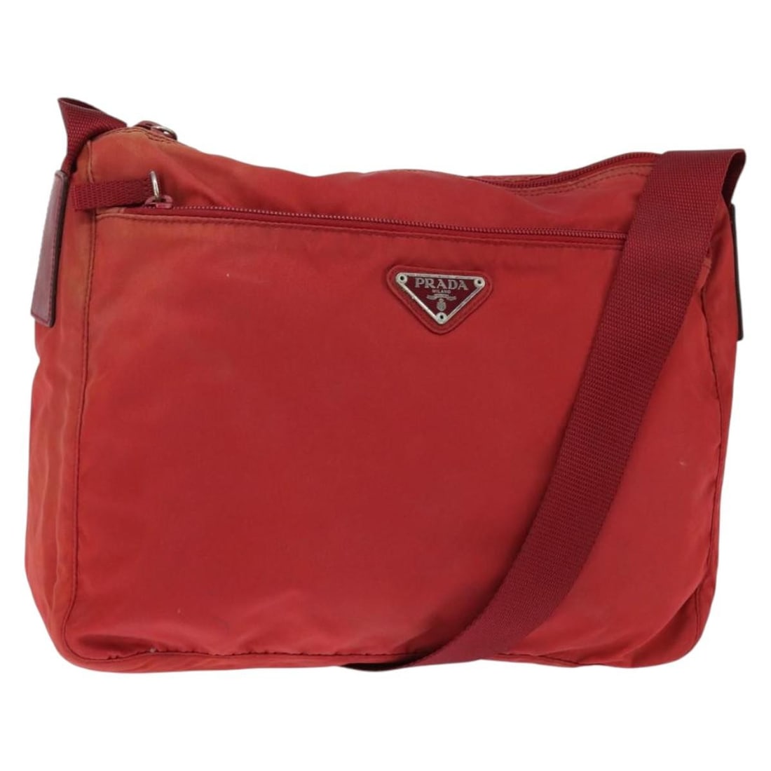 PRADA Red Nylon Shoulder Bag with Silver Accents BA7316 (1 of 18)