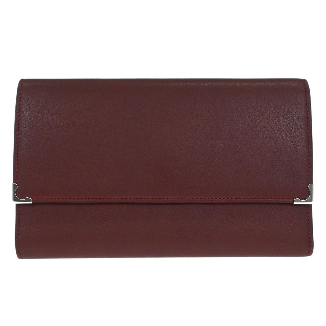 Leather Bordeaux Vintage Wallet by Cartier France: Leather Bordeaux Vintage Wallet by Cartier France This vintage Cartier wallet is crafted from high-quality leather in a rich red hue. Made in France, it features a classic wallet style and demonstrate