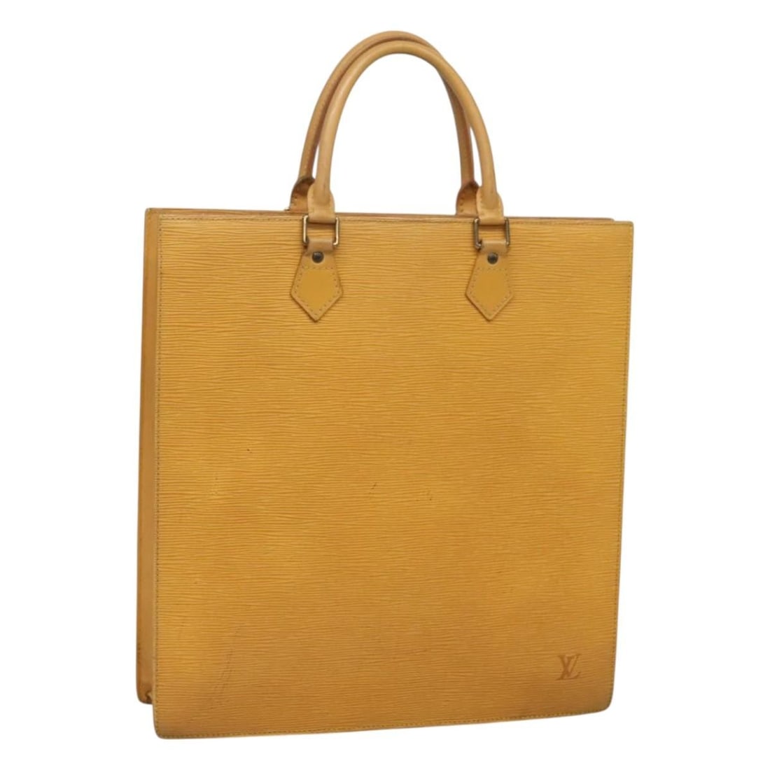 Louis Vuitton Epi Sac Plat Hand Bag Yellow M52079 Made in France: Louis Vuitton Epi Sac Plat Hand Bag Yellow M52079 Made in France This authentic Louis Vuitton Epi Sac Plat Hand Bag in vibrant yellow is a stylish and functional accessory. Crafted from high-quality