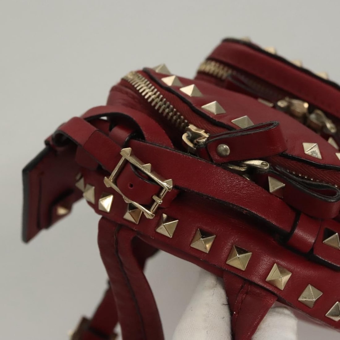 VALENTINO Red Leather Backpack Authentic Italy - 6