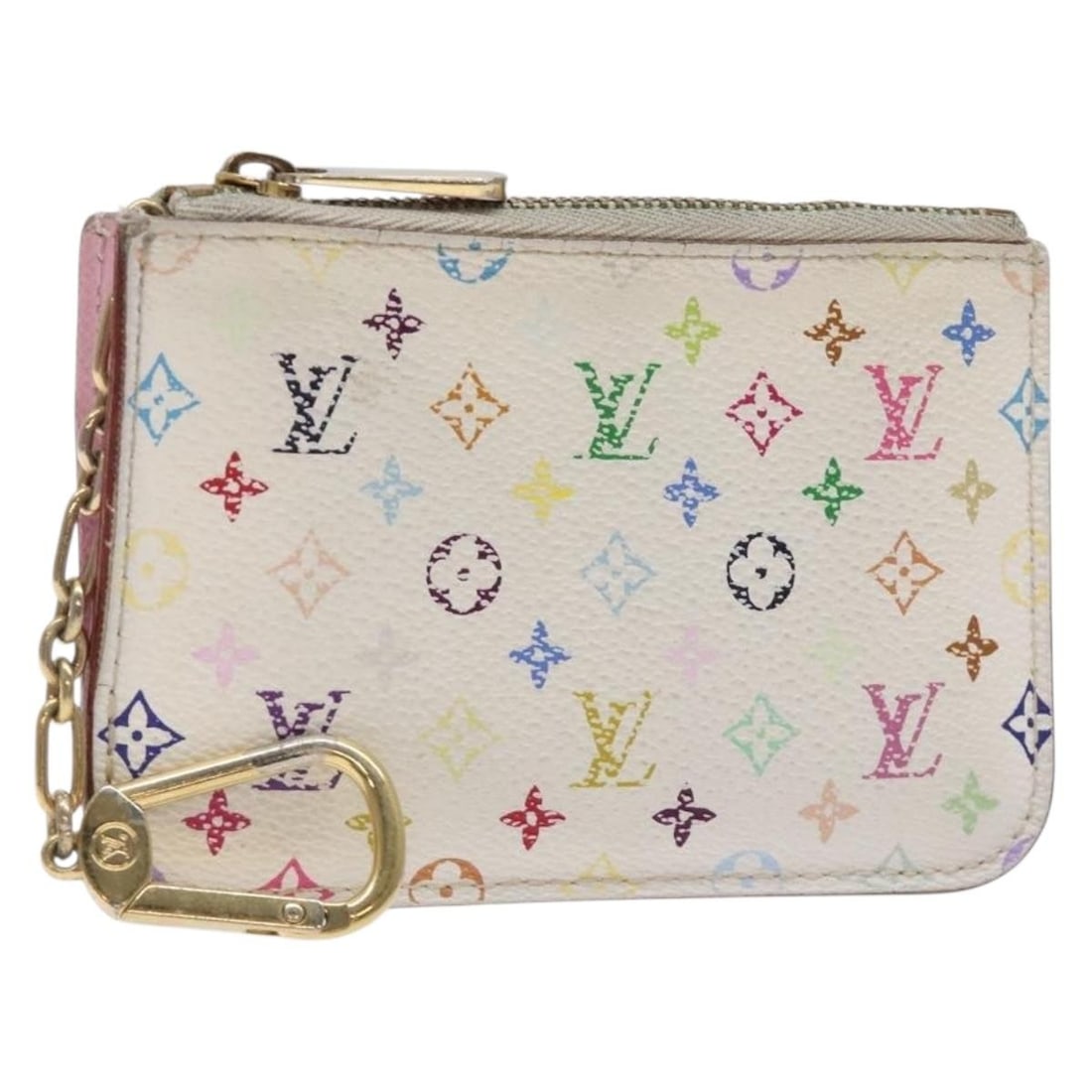 LOUIS VUITTON Monogram Multicolor Coin Purse Pochette Cles NM White M93734 Auth: LOUIS VUITTON Monogram Multicolor Coin Purse Pochette Cles NM White M93734 Auth This LOUIS VUITTON Monogram Multicolor Pochette Cles NM is a stylish coin purse crafted from vibrant Monogram Multicolor