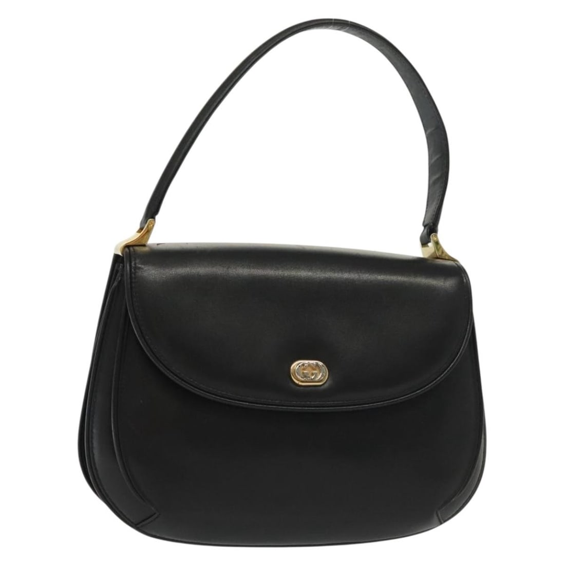 GUCCI Black Gold Leather Hand Bag 000 056 0004 Authentic Italy (1 of 18)