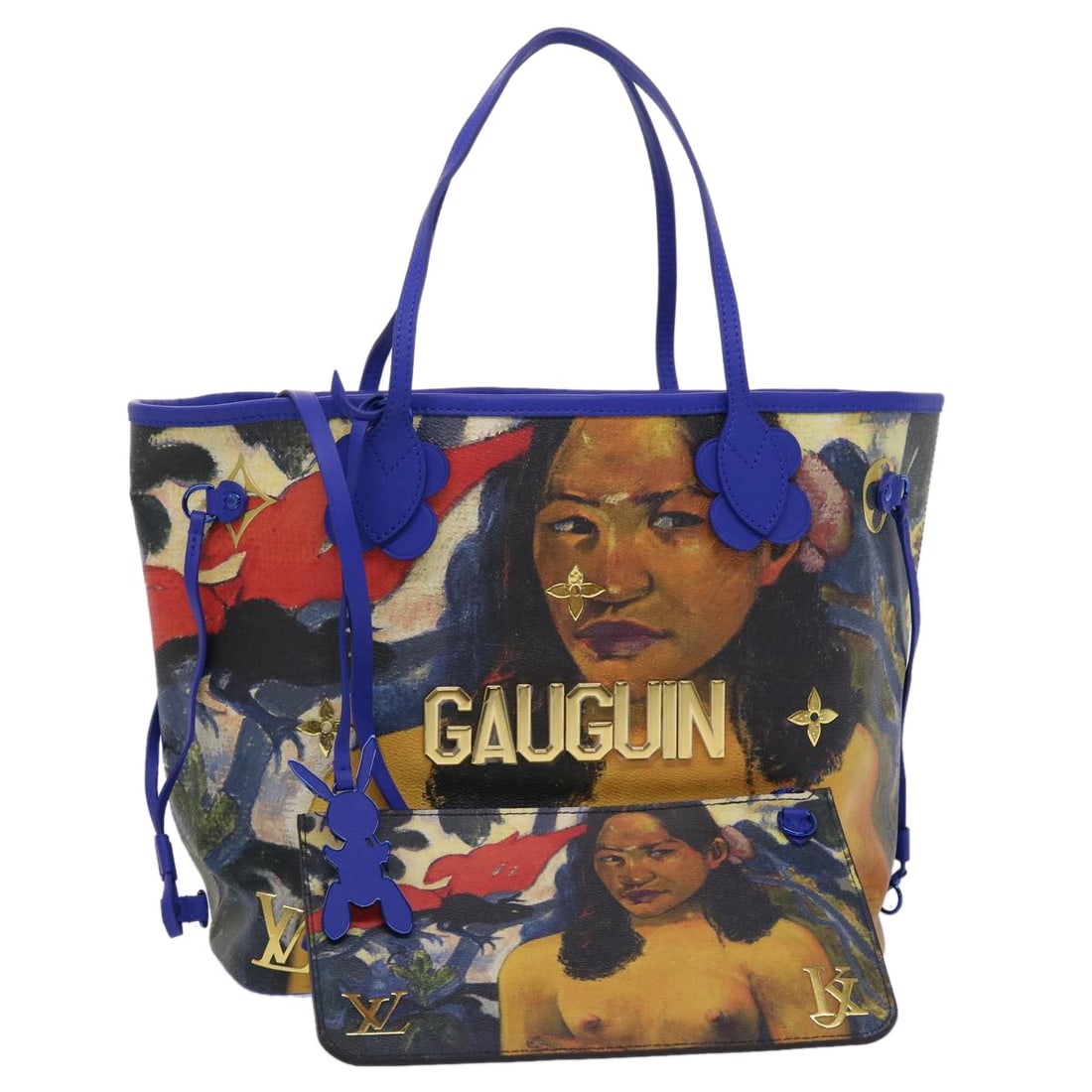 Neverfull MM Masters Tote Bag Gauguin Design by Louis Vuitton M43359: Neverfull MM Masters Tote Bag Gauguin Design by Louis Vuitton M43359 This Louis Vuitton Masters Collection GAUGUIN Neverfull MM tote bag features a blue PVC leather exterior. The bag comes with a dust
